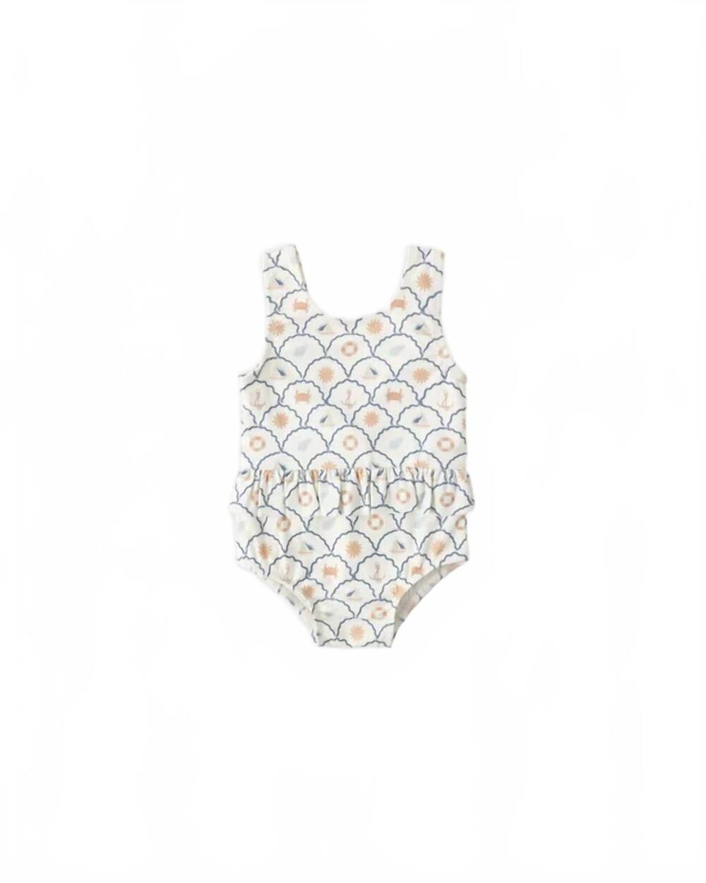NEW RYLEE + CRU kid's skirted one piece in nautical / ivory